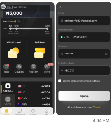 Cardcosmic App
