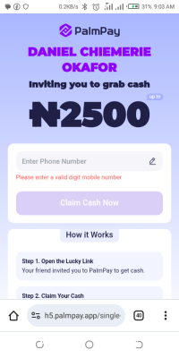 Palm pay free airtime coupon (old users)