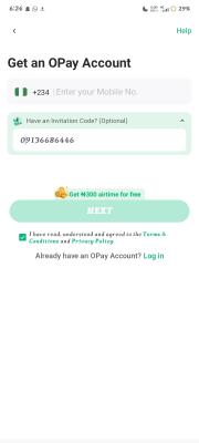 Opay Sign up