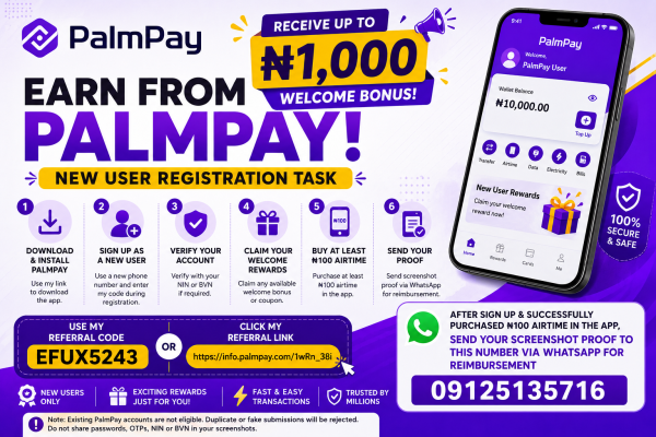 PalmPay New Users ONLY Registration