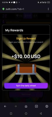 Website sign up and claim $10 bonus