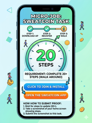 Download Sweatcoin App + Walk 20 Steps (New Users Only)