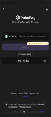 Palmpay account sign up
