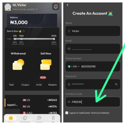 New users only 🧏‍♂️‼️. Download card cosmic app and sign up using my invitation (refferal) code: FREE3K