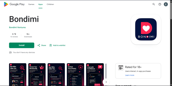 Download Bondimi Android app and give 5 star review
